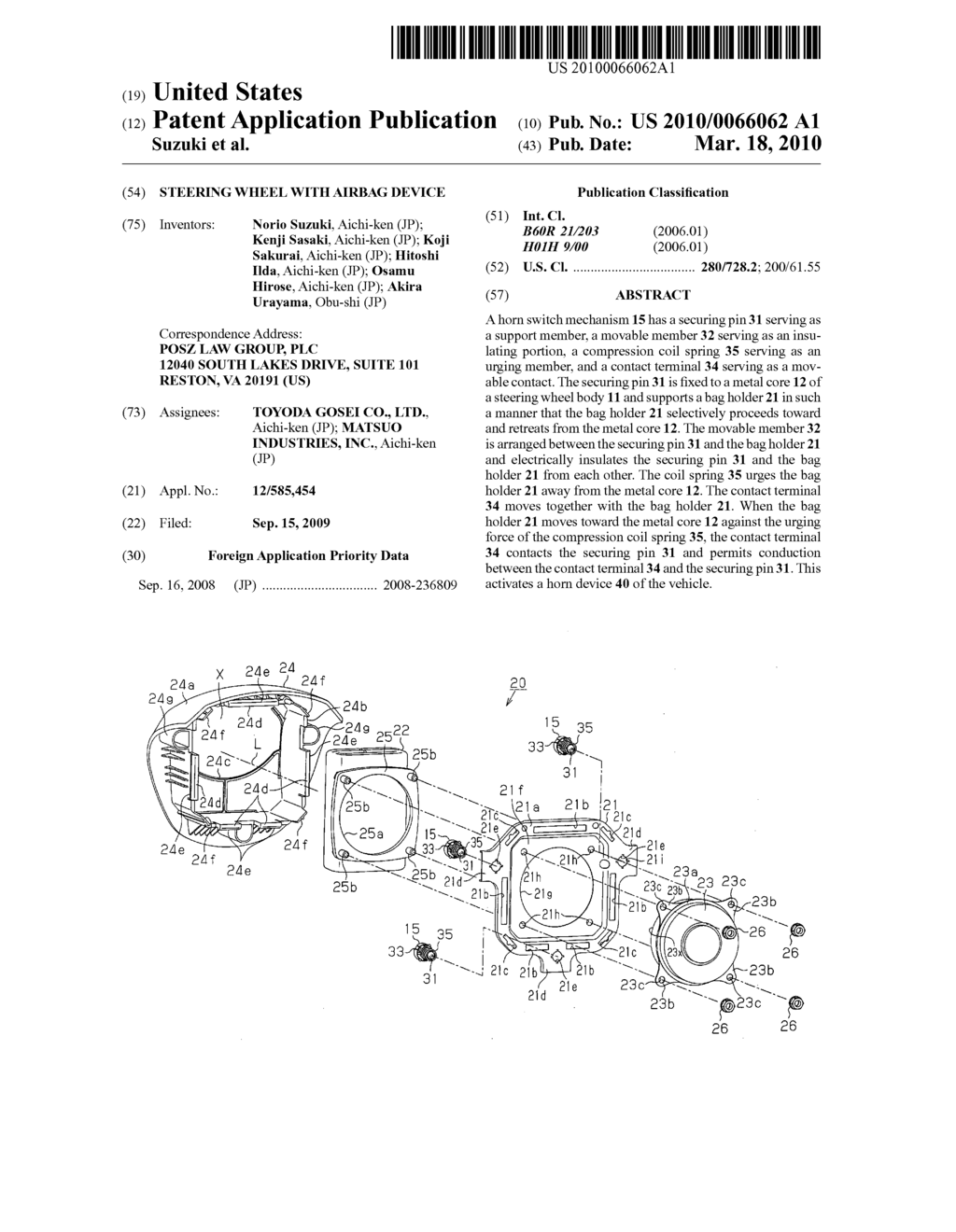 Steering wheel with airbag device - diagram, schematic, and image 01