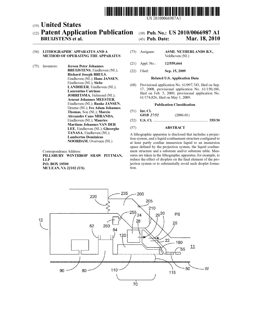 LITHOGRAPHIC APPARATUS AND A METHOD OF OPERATING THE APPARATUS - diagram, schematic, and image 01