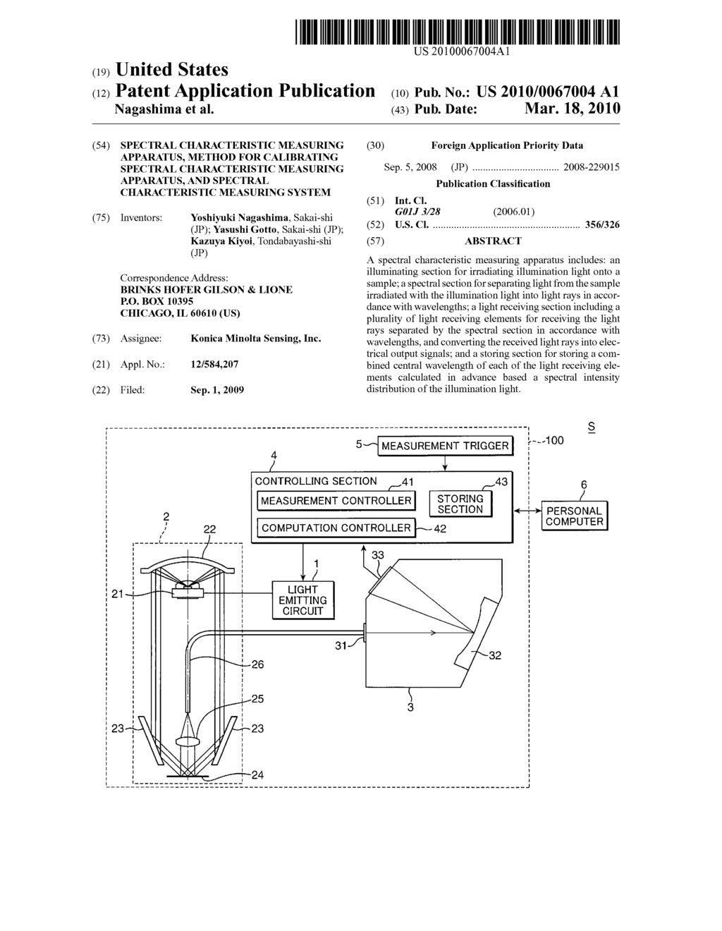 Spectral characteristic measuring apparatus, method for calibrating spectral characteristic measuring apparatus, and spectral characteristic measuring system - diagram, schematic, and image 01