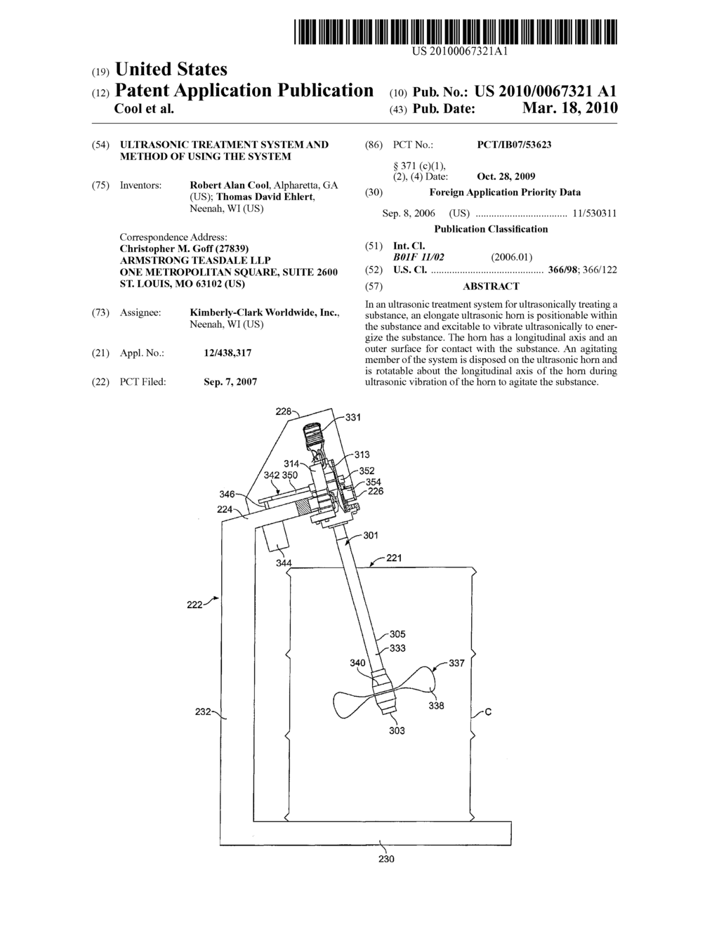 ULTRASONIC TREATMENT SYSTEM AND METHOD OF USING THE SYSTEM - diagram, schematic, and image 01