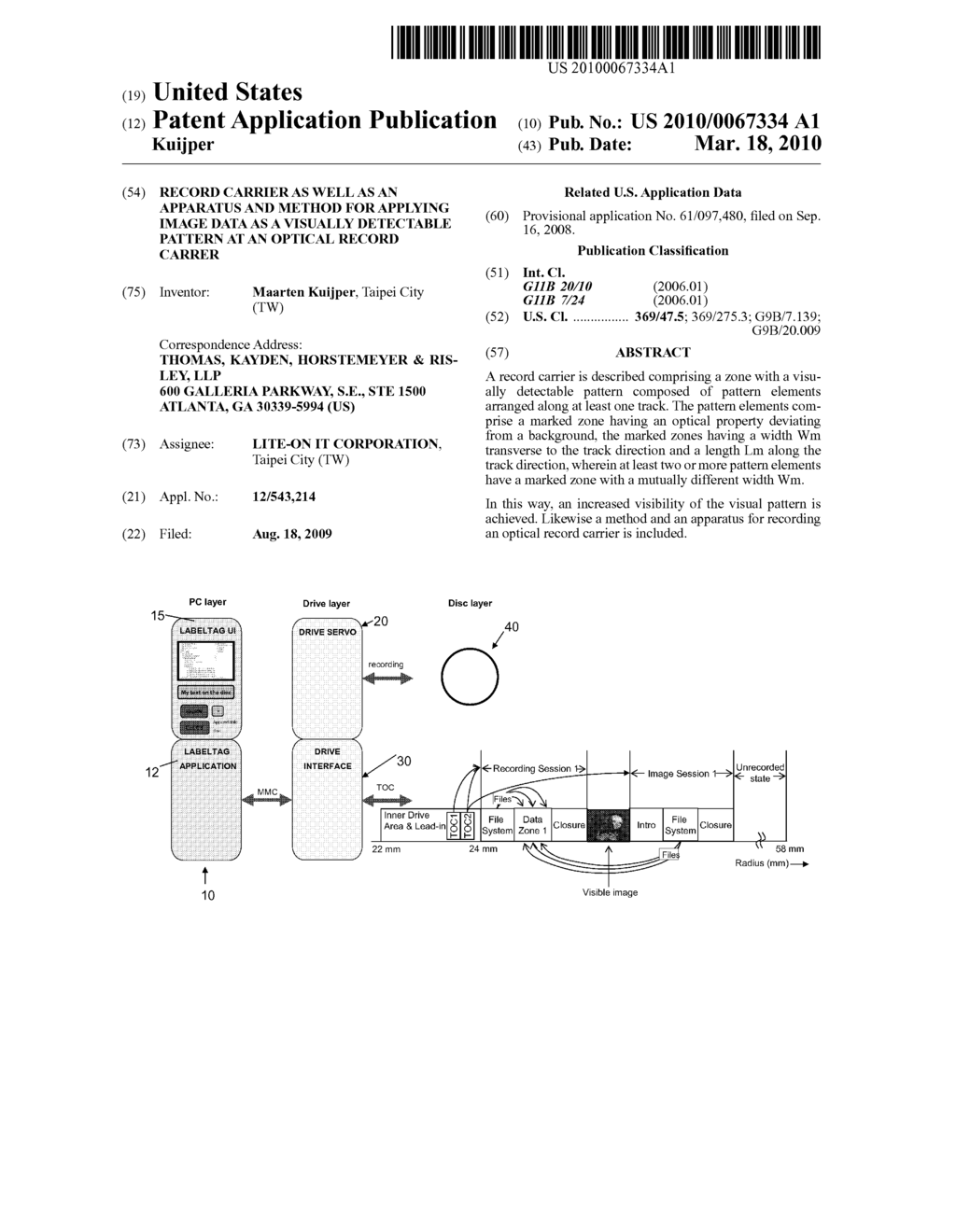 Record Carrier as well as an Apparatus and Method for Applying Image Data as a Visually Detectable Pattern at an Optical Record Carrer - diagram, schematic, and image 01