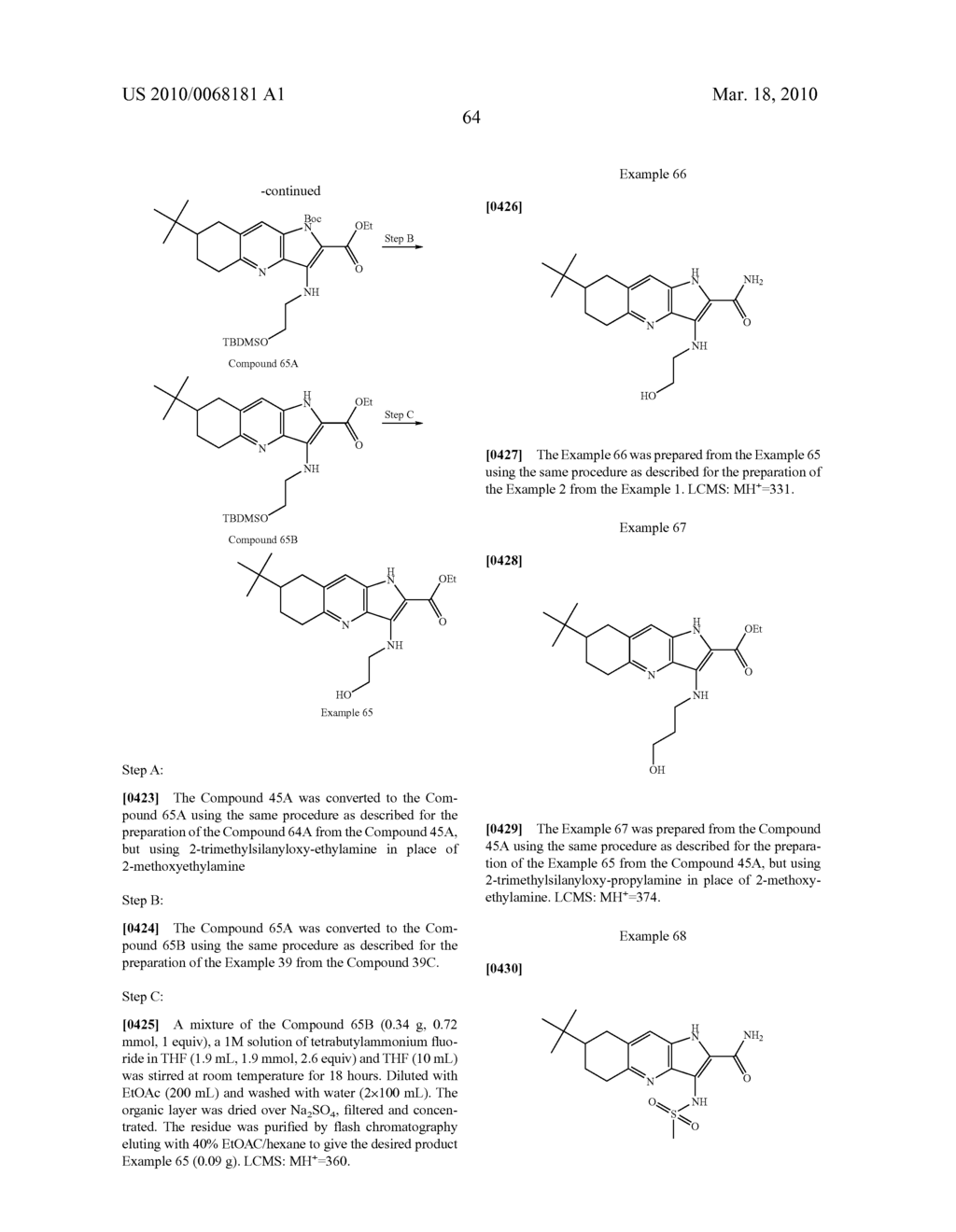 PYRROLO [3, 2-A] PYRIDINE DERIVATIVES FOR INHIBITING KSP KINESIN ACTIVITY - diagram, schematic, and image 65