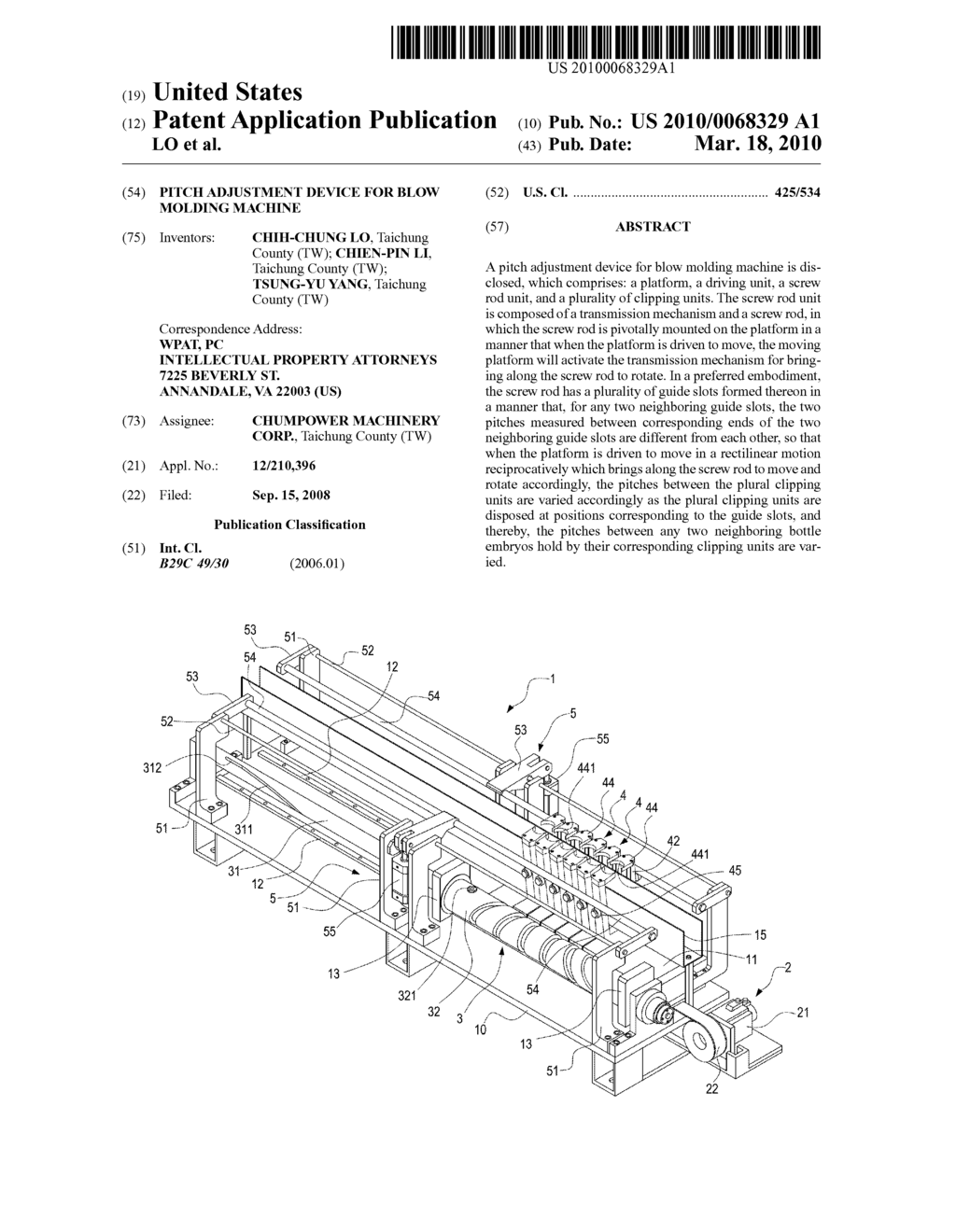 PITCH ADJUSTMENT DEVICE FOR BLOW MOLDING MACHINE - diagram, schematic, and image 01