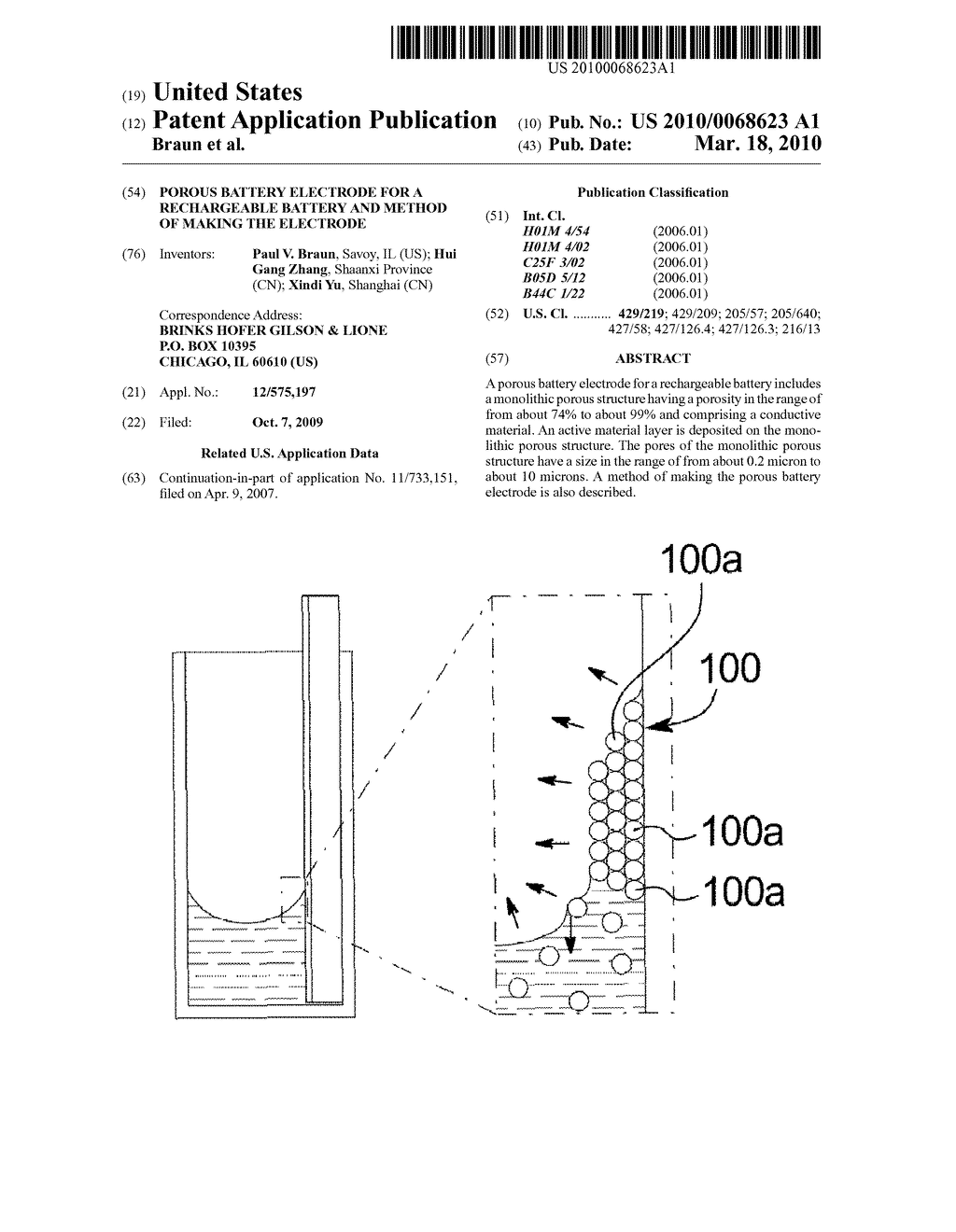 POROUS BATTERY ELECTRODE FOR A RECHARGEABLE BATTERY AND METHOD OF MAKING THE ELECTRODE - diagram, schematic, and image 01