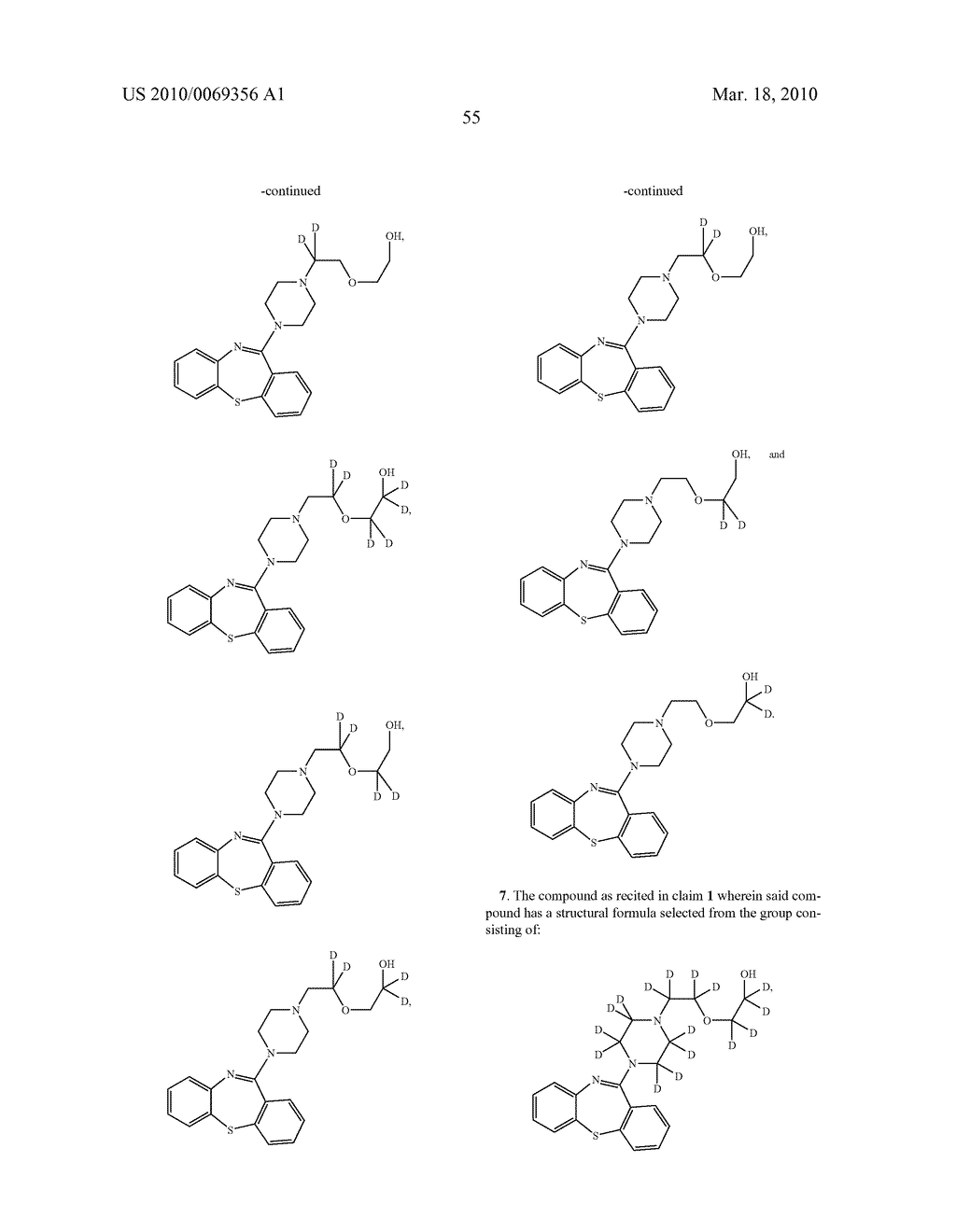 DIBENZOTHIAZEPINE MODULATORS OF DOPAMINE, ALPHA ADRENERGIC, AND SEROTONIN RECEPTORS - diagram, schematic, and image 56