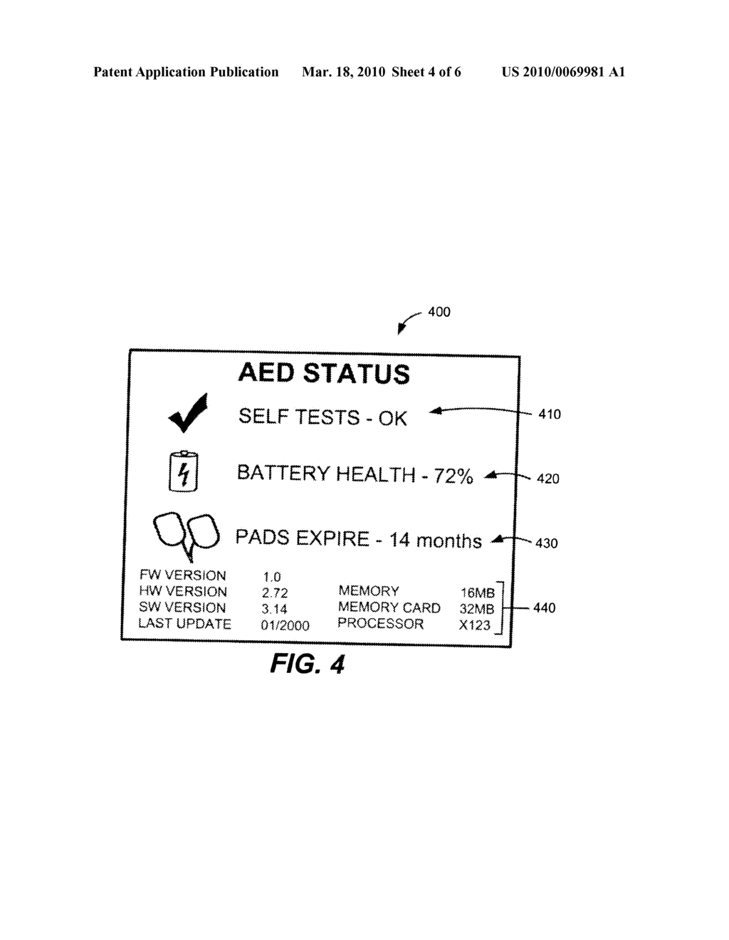 System and Method for Presenting Defibrillator Status Information While in Standby Mode - diagram, schematic, and image 05