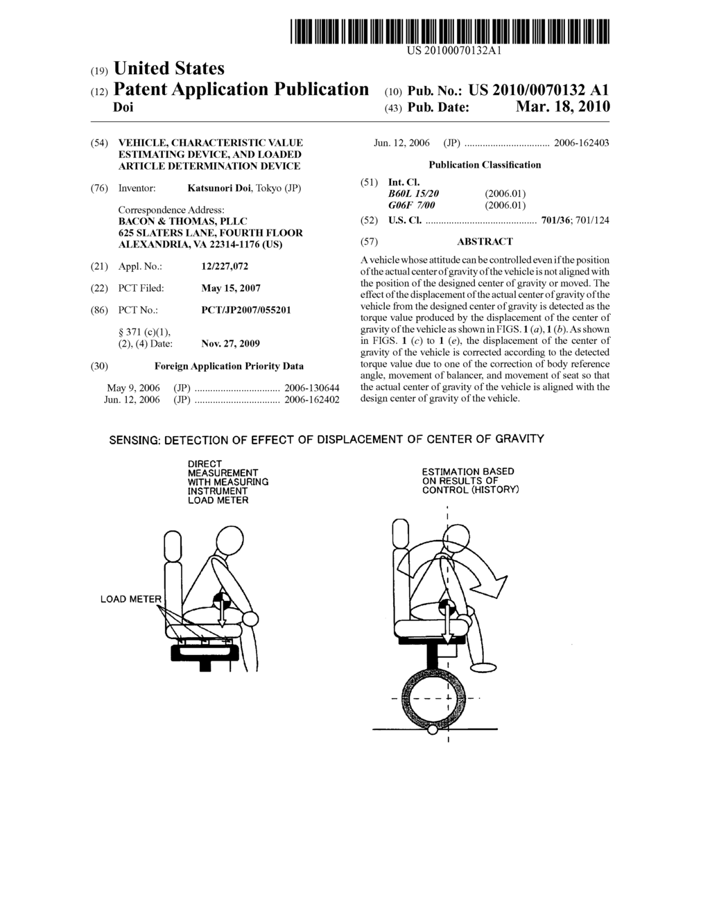 VEHICLE, CHARACTERISTIC VALUE ESTIMATING DEVICE, AND LOADED ARTICLE DETERMINATION DEVICE - diagram, schematic, and image 01