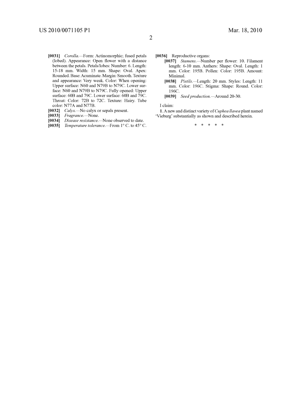 VARIETY OF CUPHEA PLANT NAMED 'VIEBURG' - diagram, schematic, and image 02