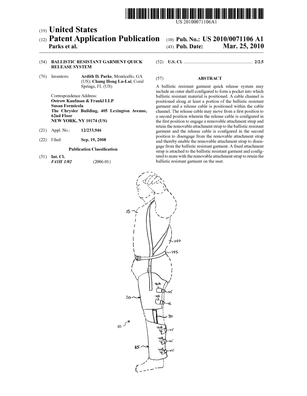 BALLISTIC RESISTANT GARMENT QUICK RELEASE SYSTEM - diagram, schematic, and image 01