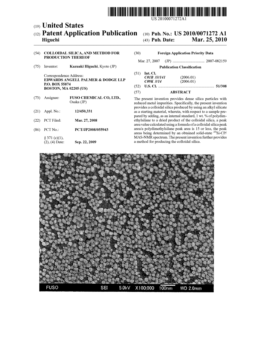 COLLOIDAL SILICA, AND METHOD FOR PRODUCTION THEREOF - diagram, schematic, and image 01