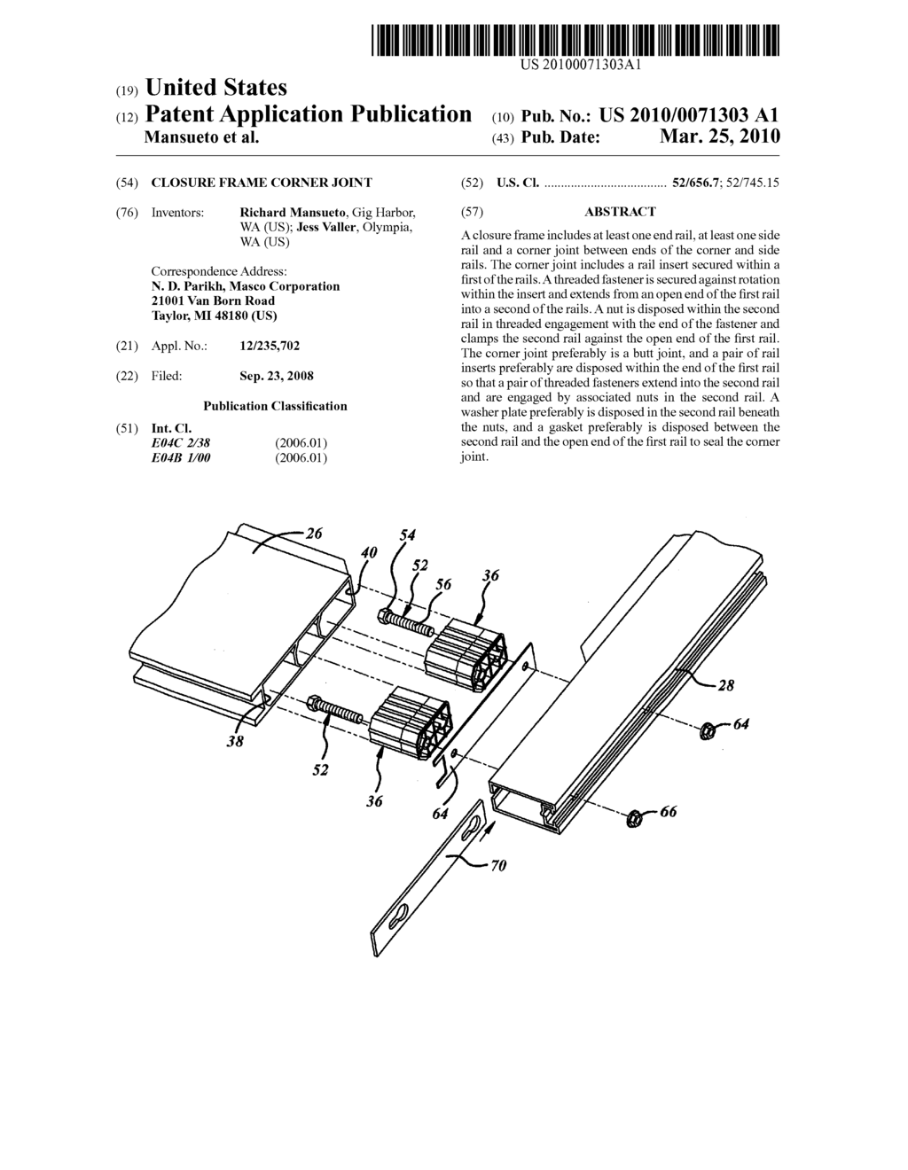 CLOSURE FRAME CORNER JOINT - diagram, schematic, and image 01