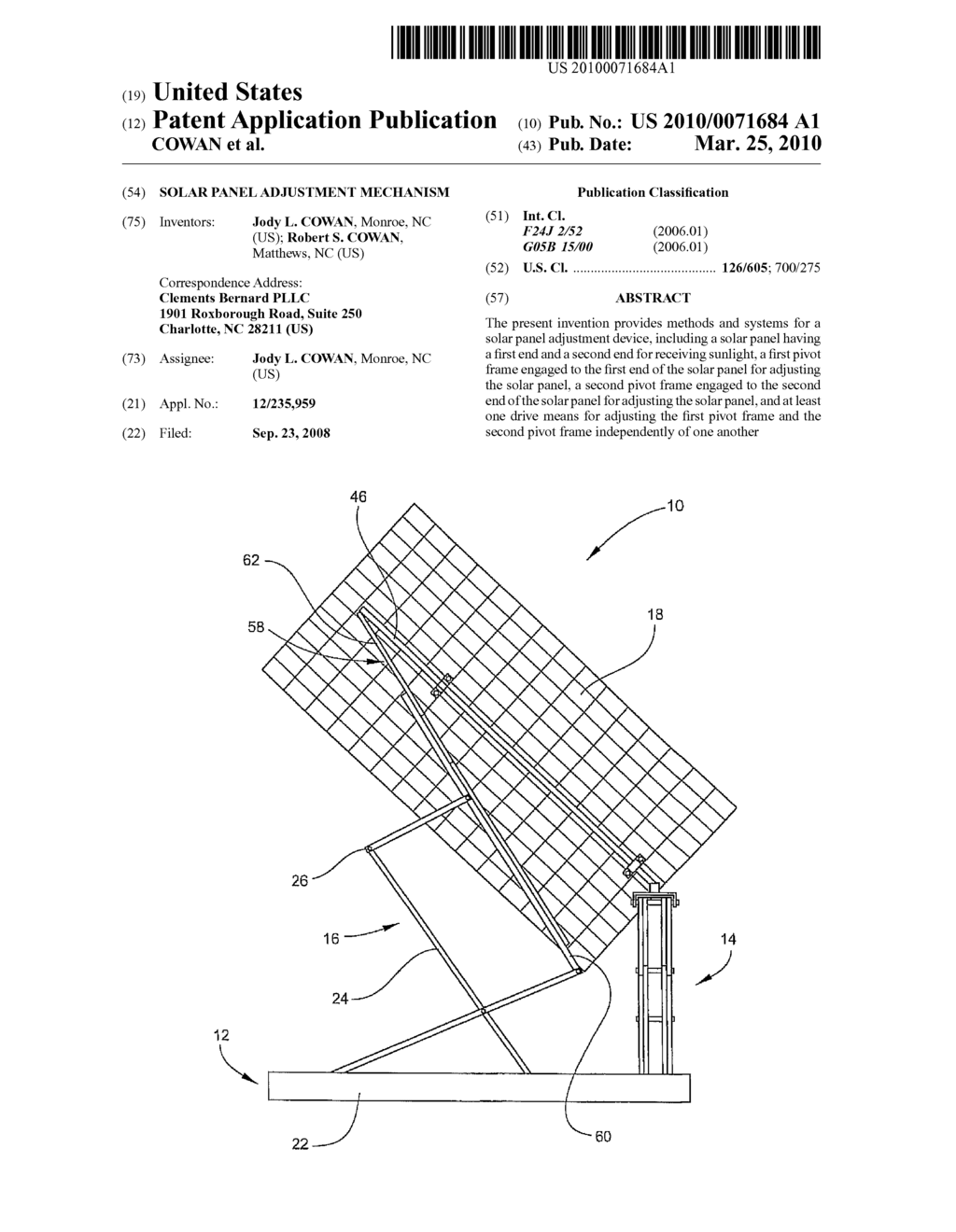 SOLAR PANEL ADJUSTMENT MECHANISM - diagram, schematic, and image 01