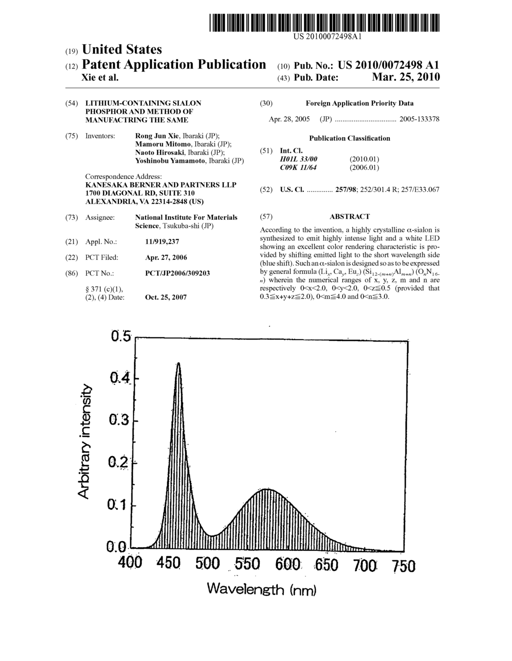 Lithium-containing sialon phosphor and method of manufactring the same - diagram, schematic, and image 01