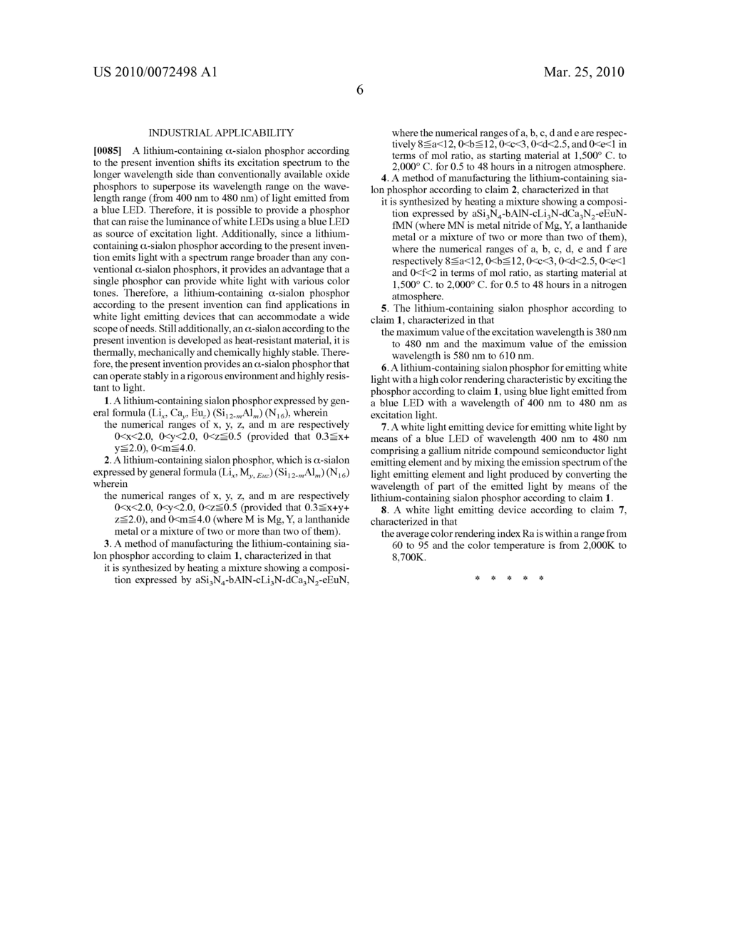 Lithium-containing sialon phosphor and method of manufactring the same - diagram, schematic, and image 12