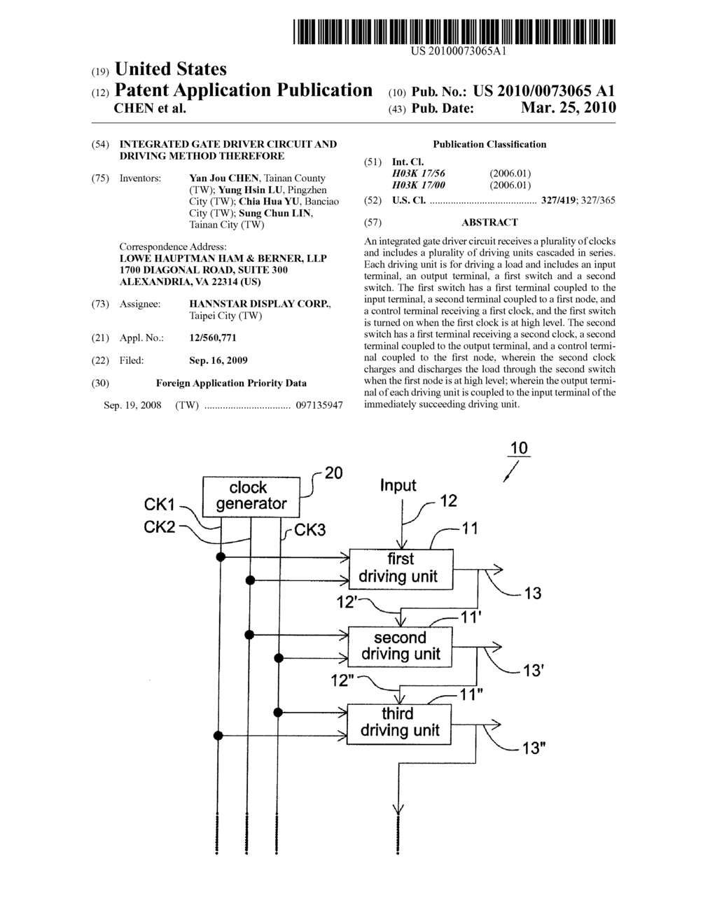 INTEGRATED GATE DRIVER CIRCUIT AND DRIVING METHOD THEREFORE - diagram, schematic, and image 01