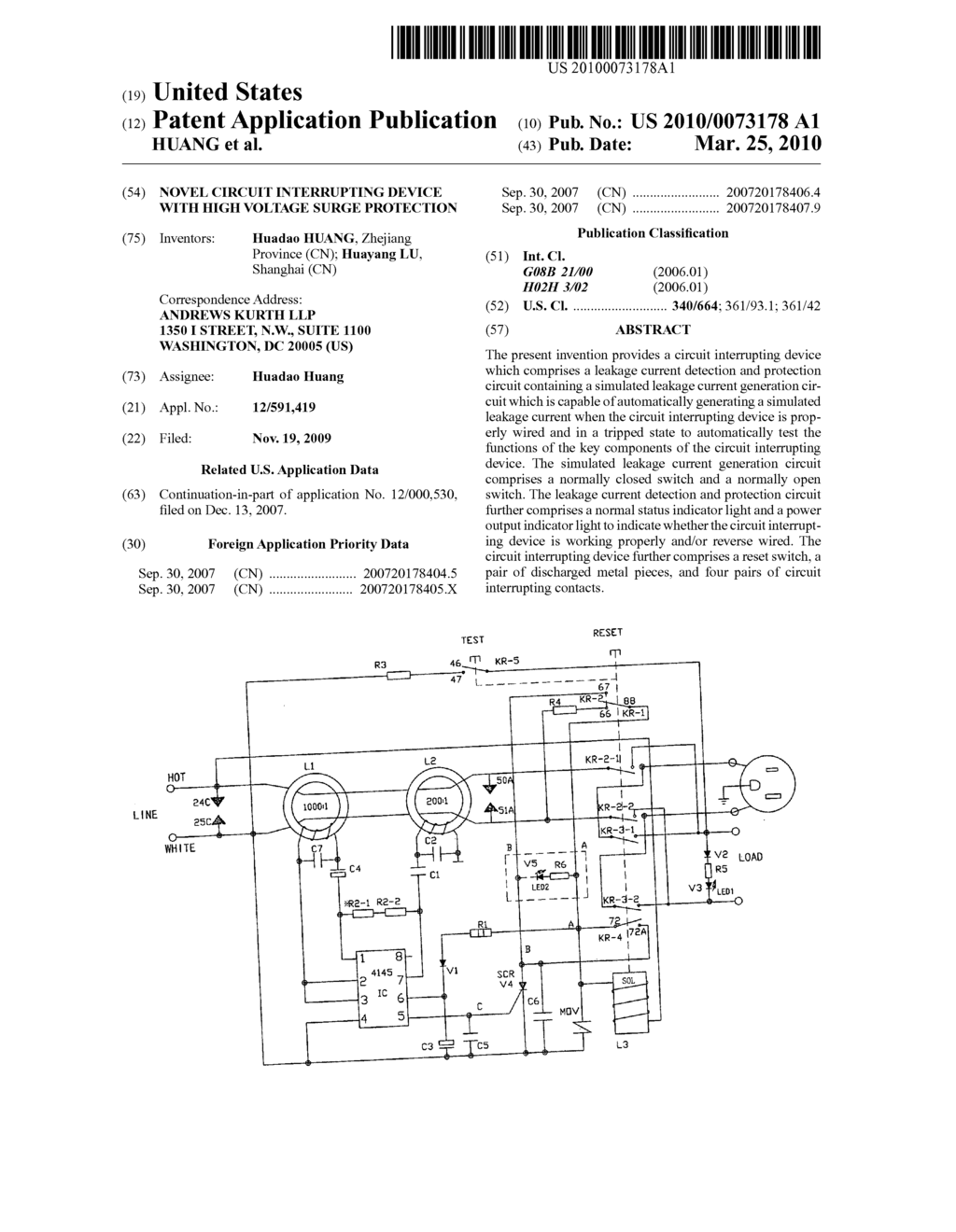 Novel circuit interrupting device with high voltage surge protection - diagram, schematic, and image 01