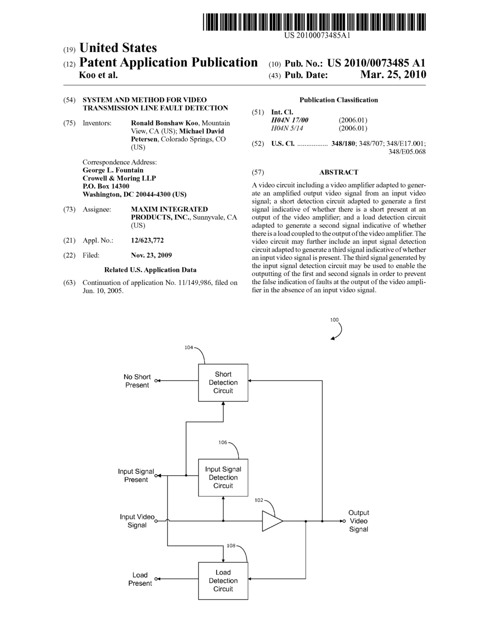 System and Method for Video Transmission Line Fault Detection - diagram, schematic, and image 01