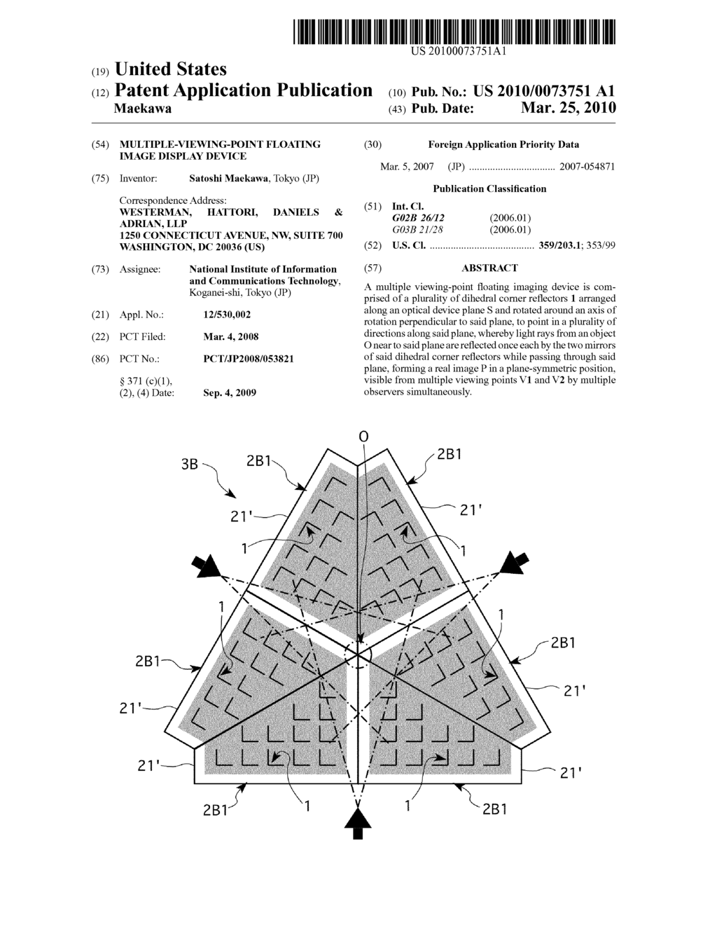 MULTIPLE-VIEWING-POINT FLOATING IMAGE DISPLAY DEVICE - diagram, schematic, and image 01