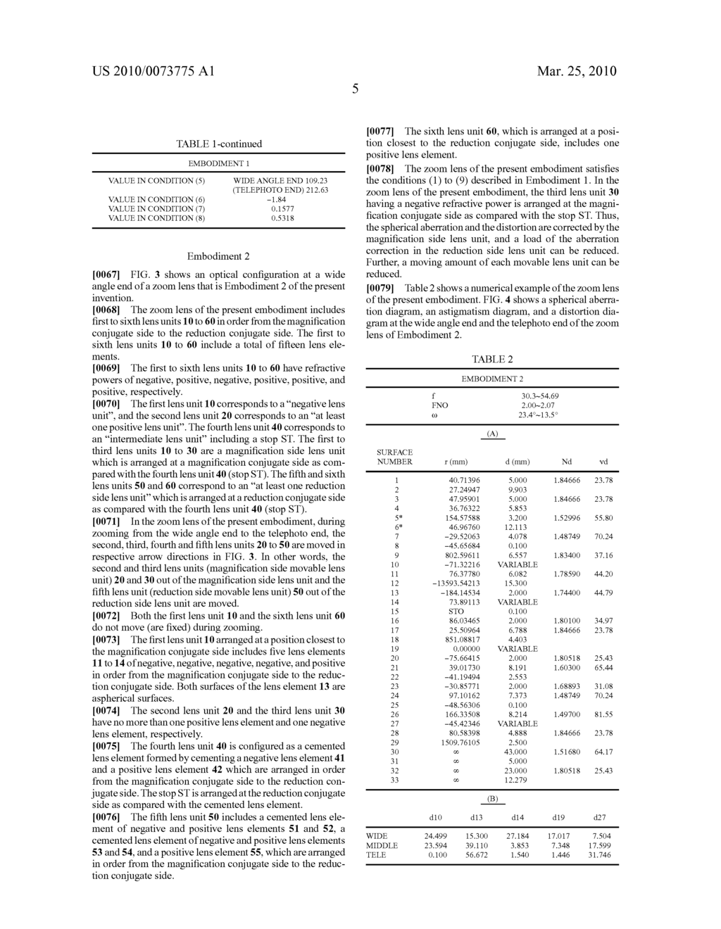 ZOOM LENS AND IMAGE PROJECTION APPARATUS - diagram, schematic, and image 13