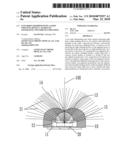 Lens body equipped with a light emitting device capable of generating two-side illumination diagram and image