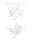 Lens body equipped with a light emitting device capable of generating two-side illumination diagram and image