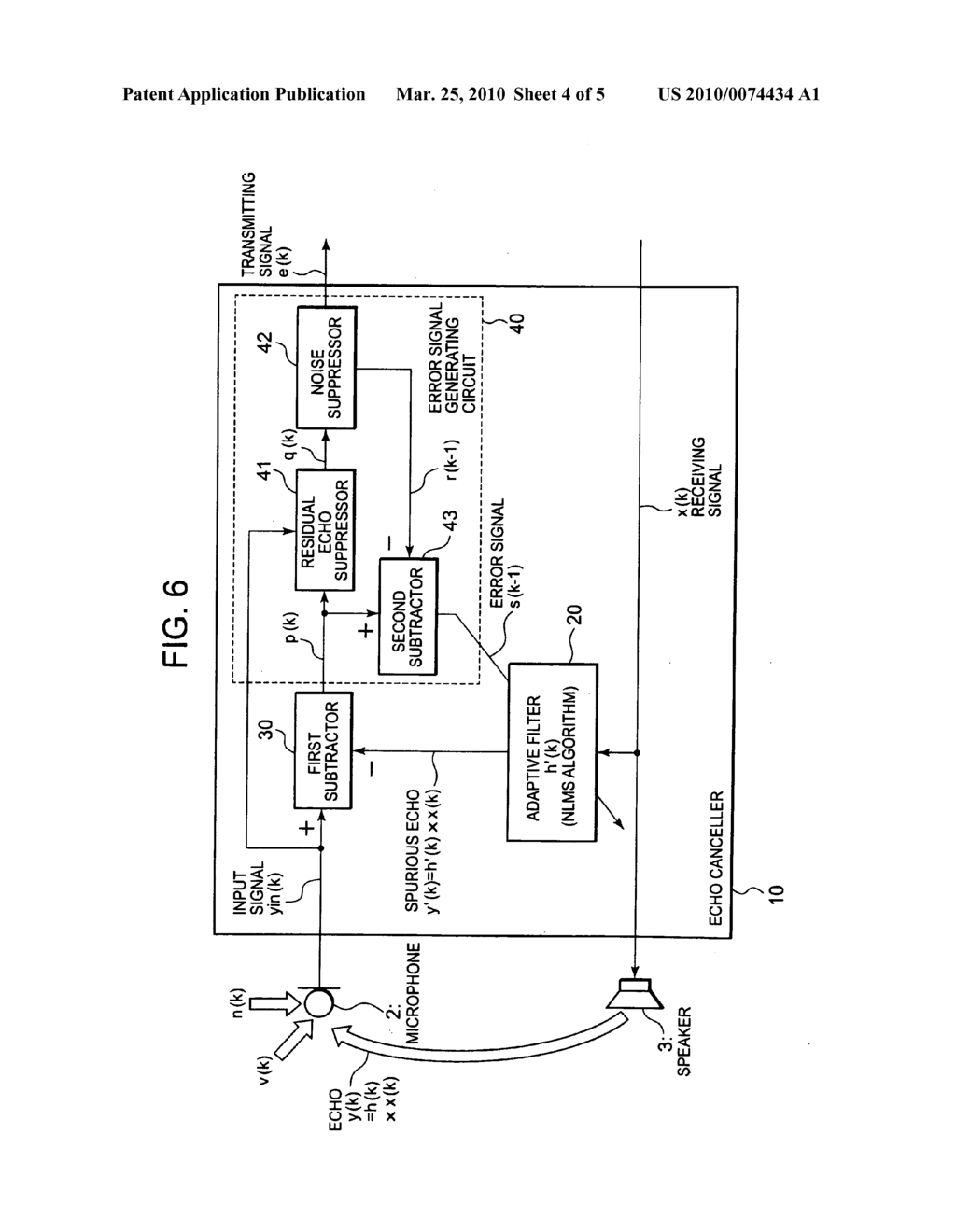 Echo cancelling device, communication device, and echo cancelling method having the error signal generating circuit - diagram, schematic, and image 05