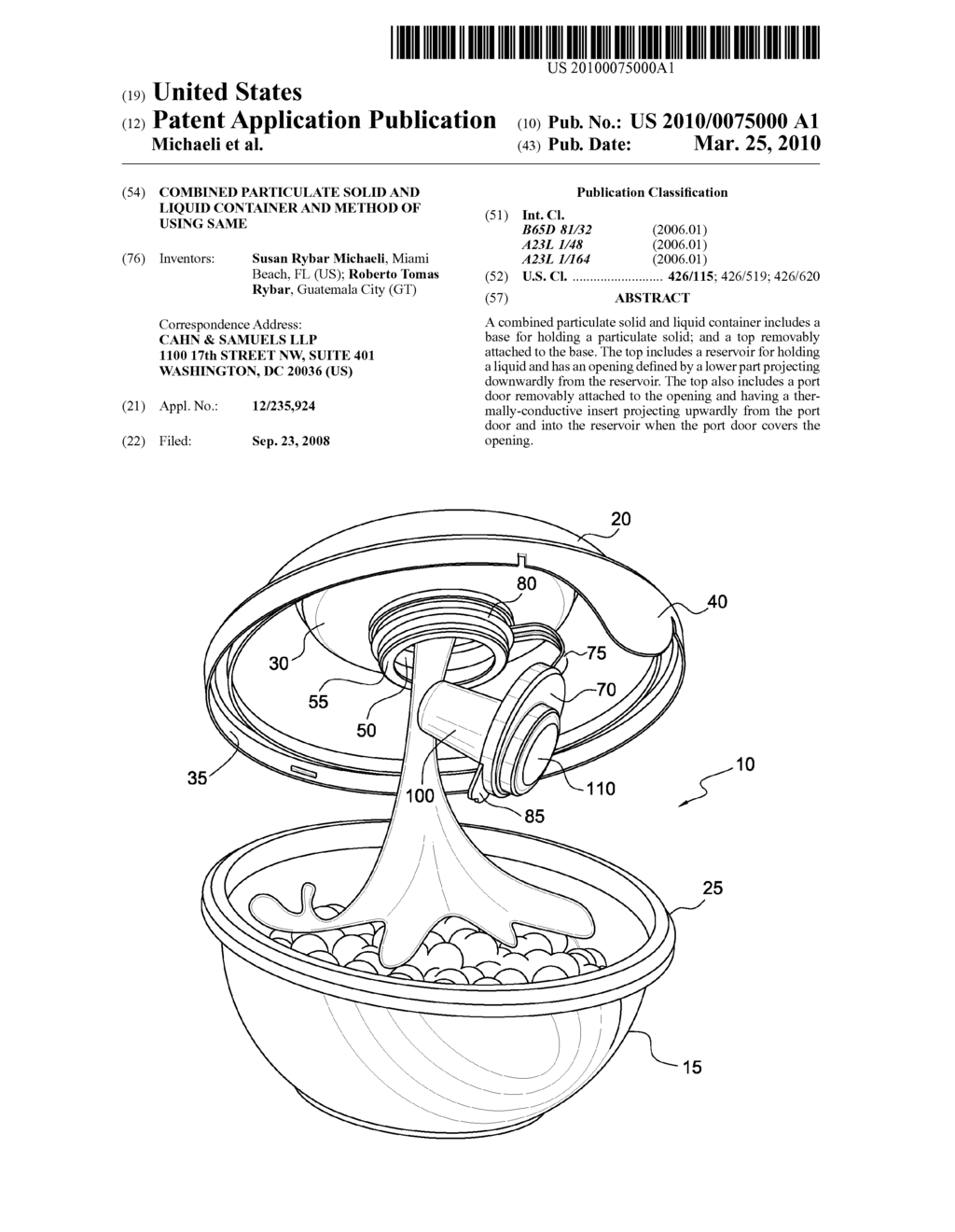 Combined Particulate Solid and Liquid Container and Method of Using Same - diagram, schematic, and image 01