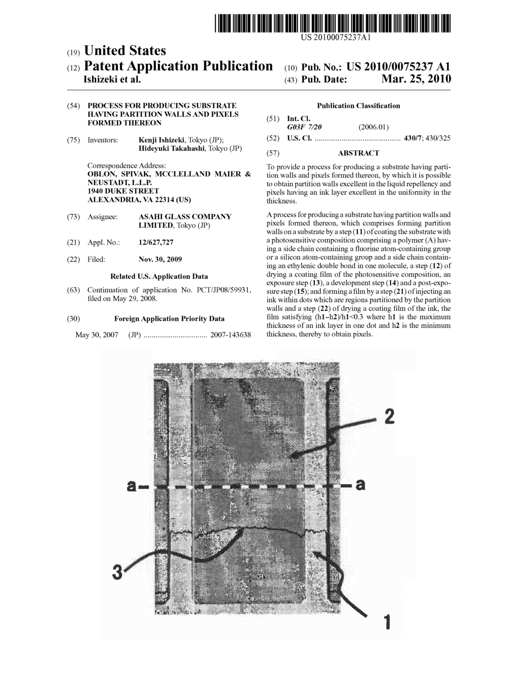 PROCESS FOR PRODUCING SUBSTRATE HAVING PARTITION WALLS AND PIXELS FORMED THEREON - diagram, schematic, and image 01