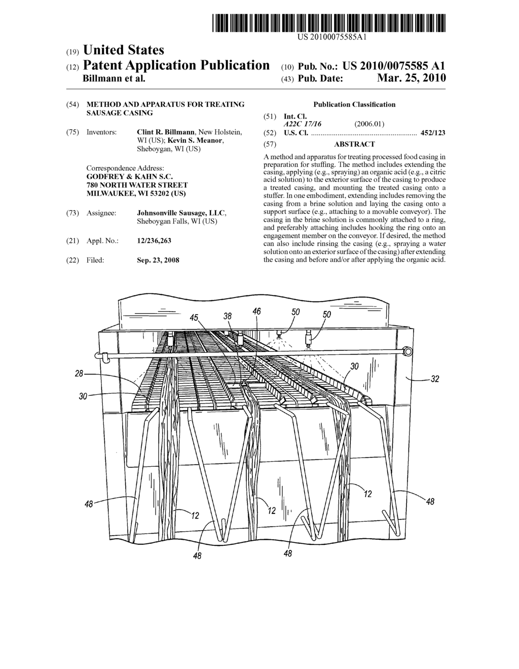 METHOD AND APPARATUS FOR TREATING SAUSAGE CASING - diagram, schematic, and image 01