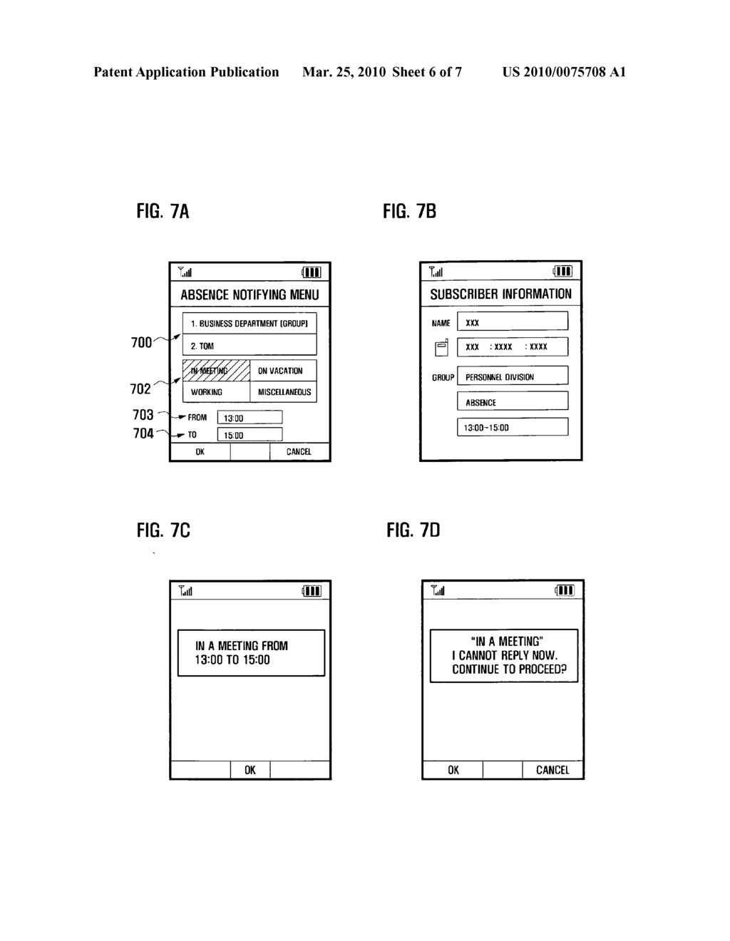 Method and system for notifying absence in PTT service, and portable terminal adapted thereto - diagram, schematic, and image 07