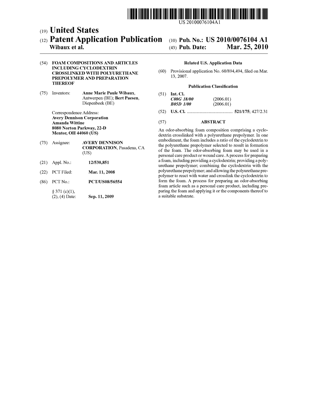 FOAM COMPOSITIONS AND ARTICLES INCLUDING CYCLODEXTRIN CROSSLINKED WITH POLYURETHANE PREPOLYMER AND PREPARATION THEREOF - diagram, schematic, and image 01