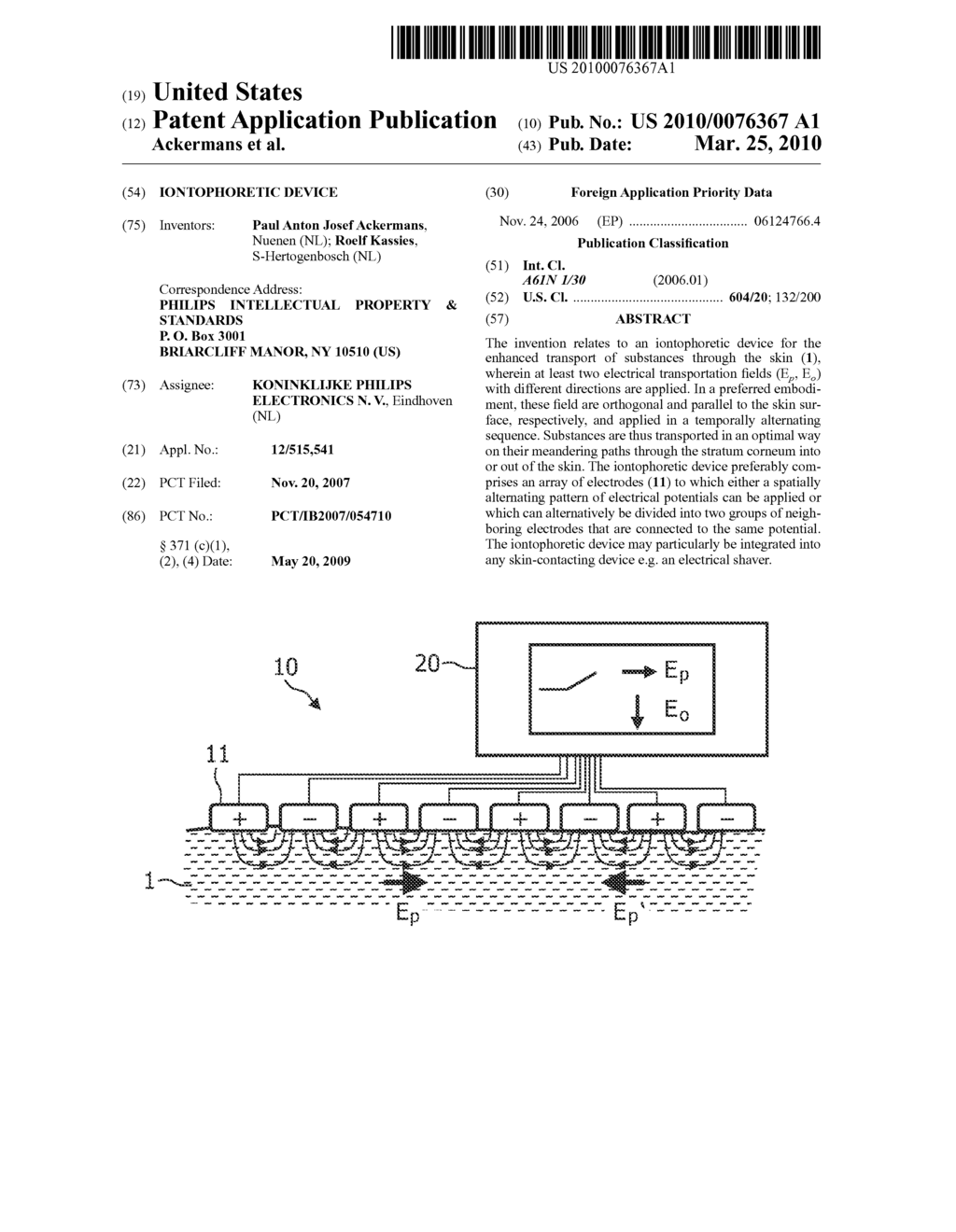 IONTOPHORETIC DEVICE - diagram, schematic, and image 01