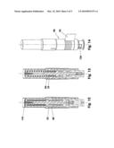 Disposable injector with at least one compression bar and a closure cap diagram and image