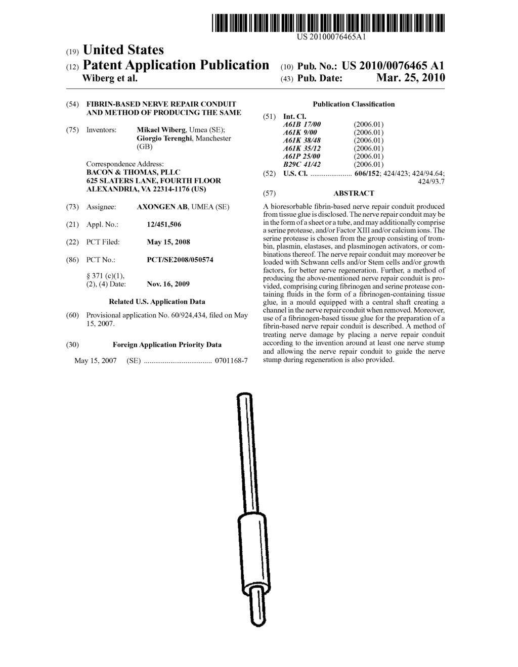 FIBRIN-BASED NERVE REPAIR CONDUIT AND METHOD OF PRODUCING THE SAME - diagram, schematic, and image 01