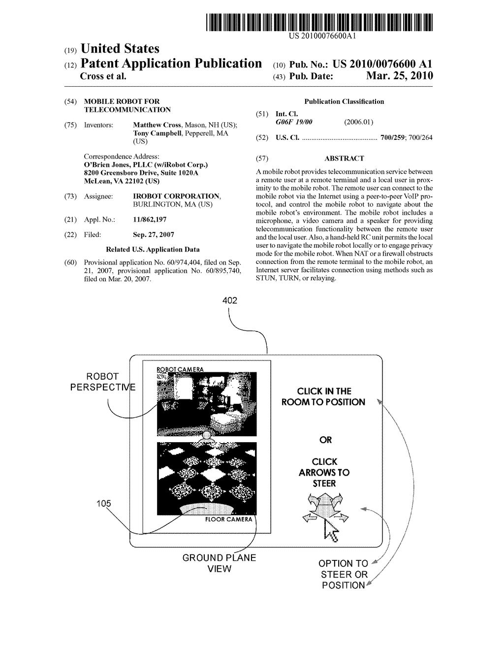 MOBILE ROBOT FOR TELECOMMUNICATION - diagram, schematic, and image 01