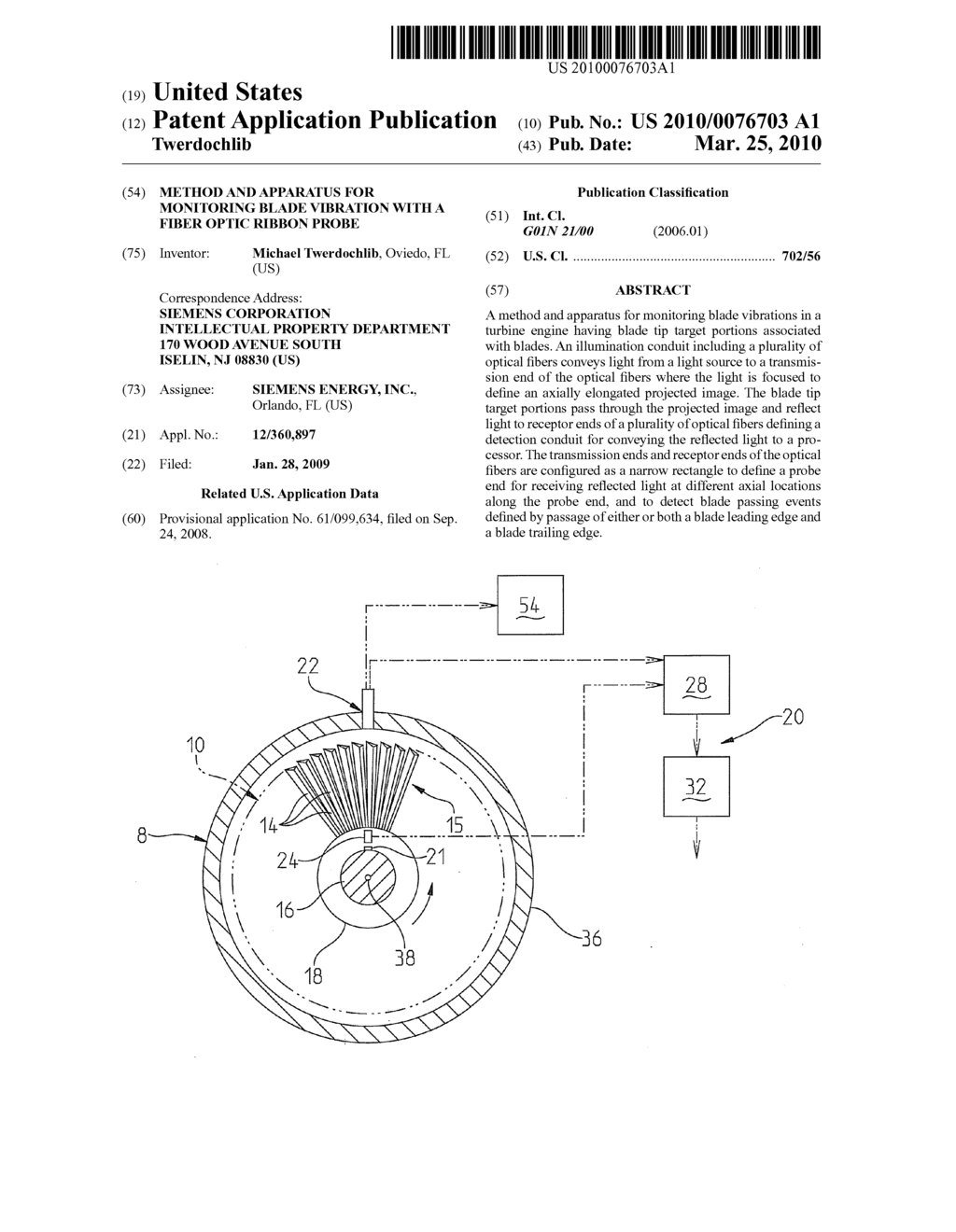 Method and Apparatus for Monitoring Blade Vibration With A Fiber Optic Ribbon Probe - diagram, schematic, and image 01