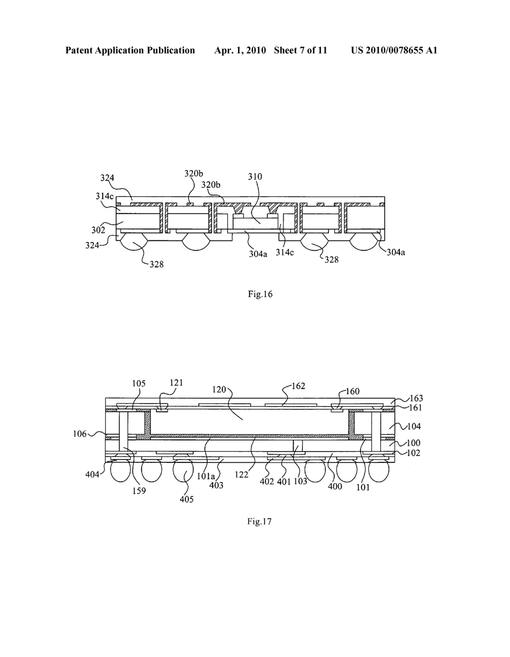 Substrate structure with die embedded inside and dual build-up layers over both side surfaces and method of the same - diagram, schematic, and image 08