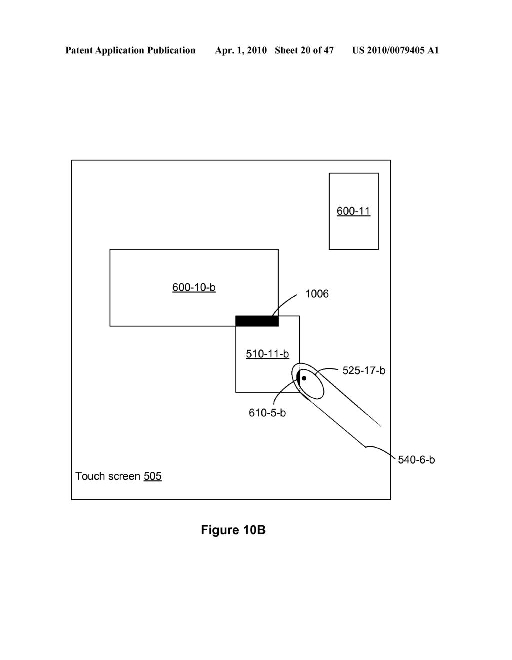 Touch Screen Device, Method, and Graphical User Interface for Moving On-Screen Objects Without Using a Cursor - diagram, schematic, and image 21