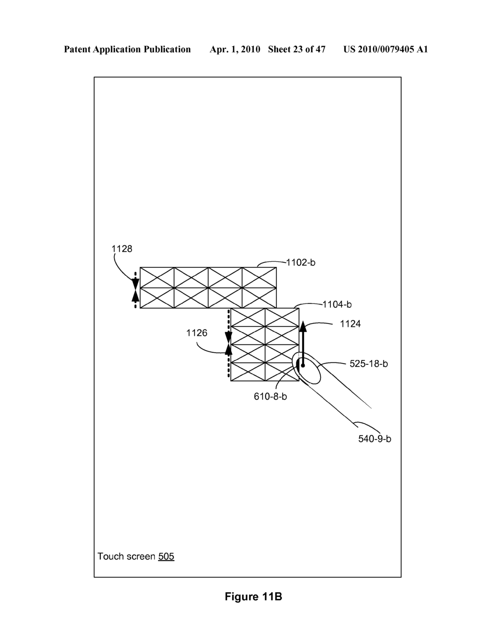 Touch Screen Device, Method, and Graphical User Interface for Moving On-Screen Objects Without Using a Cursor - diagram, schematic, and image 24