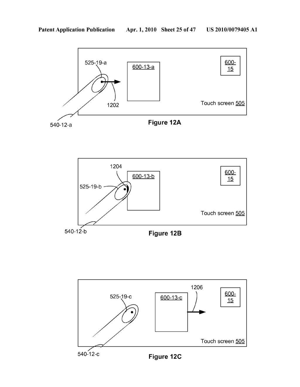 Touch Screen Device, Method, and Graphical User Interface for Moving On-Screen Objects Without Using a Cursor - diagram, schematic, and image 26