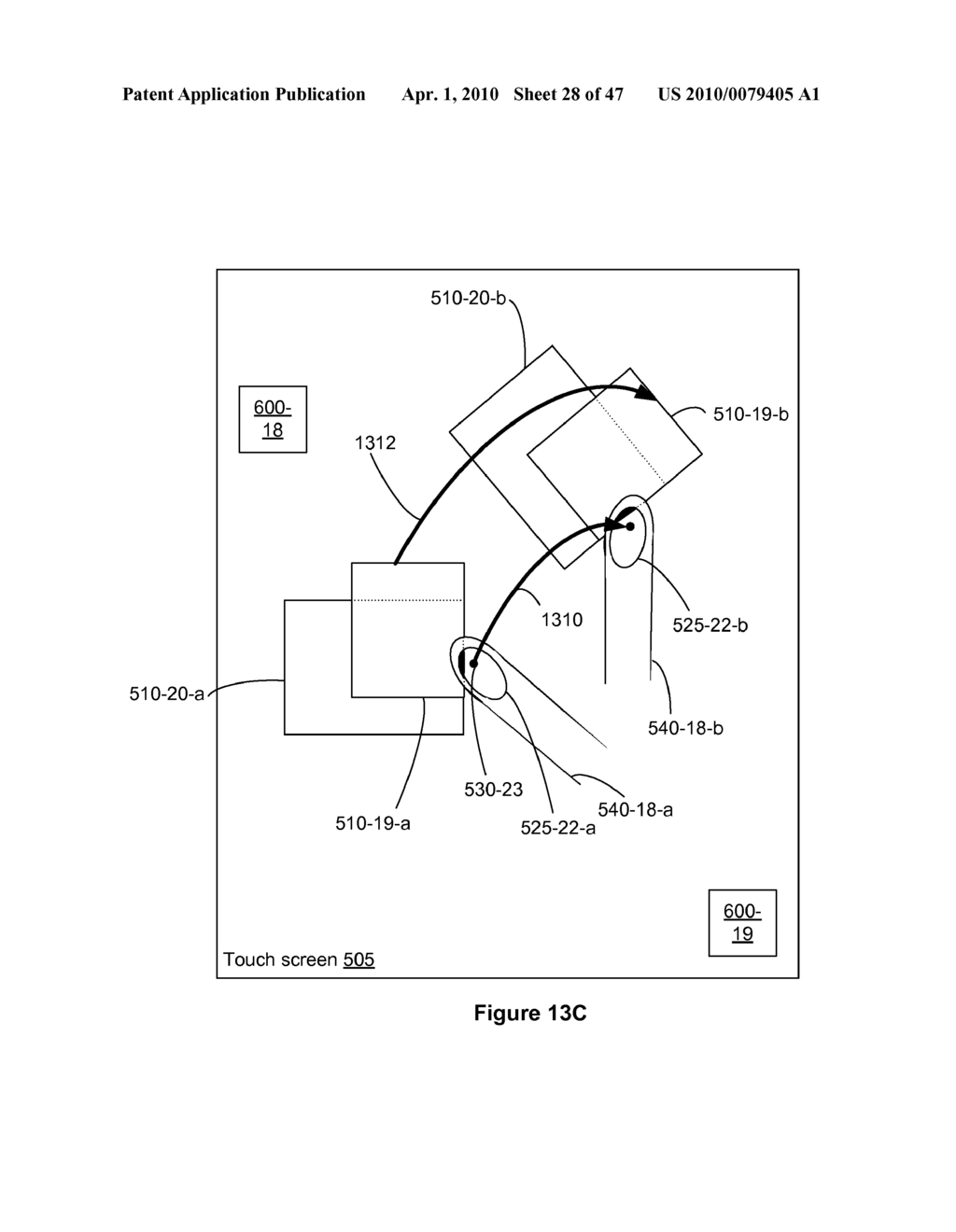 Touch Screen Device, Method, and Graphical User Interface for Moving On-Screen Objects Without Using a Cursor - diagram, schematic, and image 29