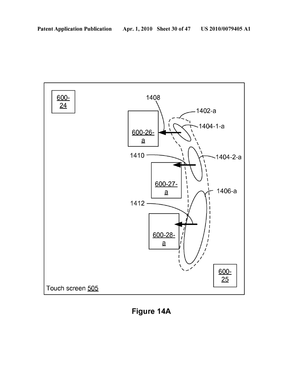 Touch Screen Device, Method, and Graphical User Interface for Moving On-Screen Objects Without Using a Cursor - diagram, schematic, and image 31