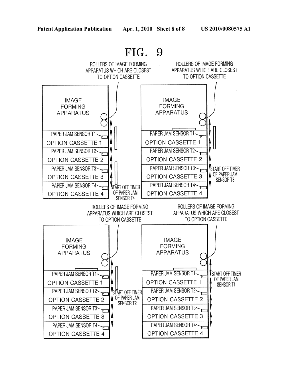 METHOD FOR PROCESSING PAPER JAM IN IMAGE FORMING APPARATUS HAVING AT LEAST ONE OPTION CASSETTE, AND IMAGE FORMING APPARATUS THAT PERFORMS THE METHOD - diagram, schematic, and image 09