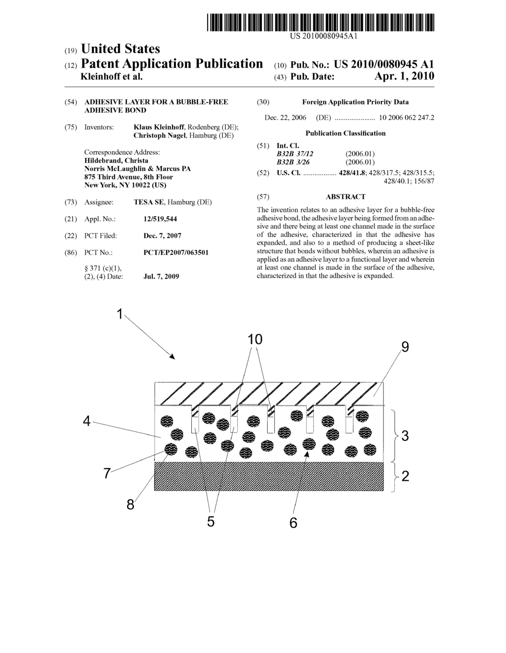 ADHESIVE LAYER FOR A BUBBLE-FREE ADHESIVE BOND - diagram, schematic, and image 01