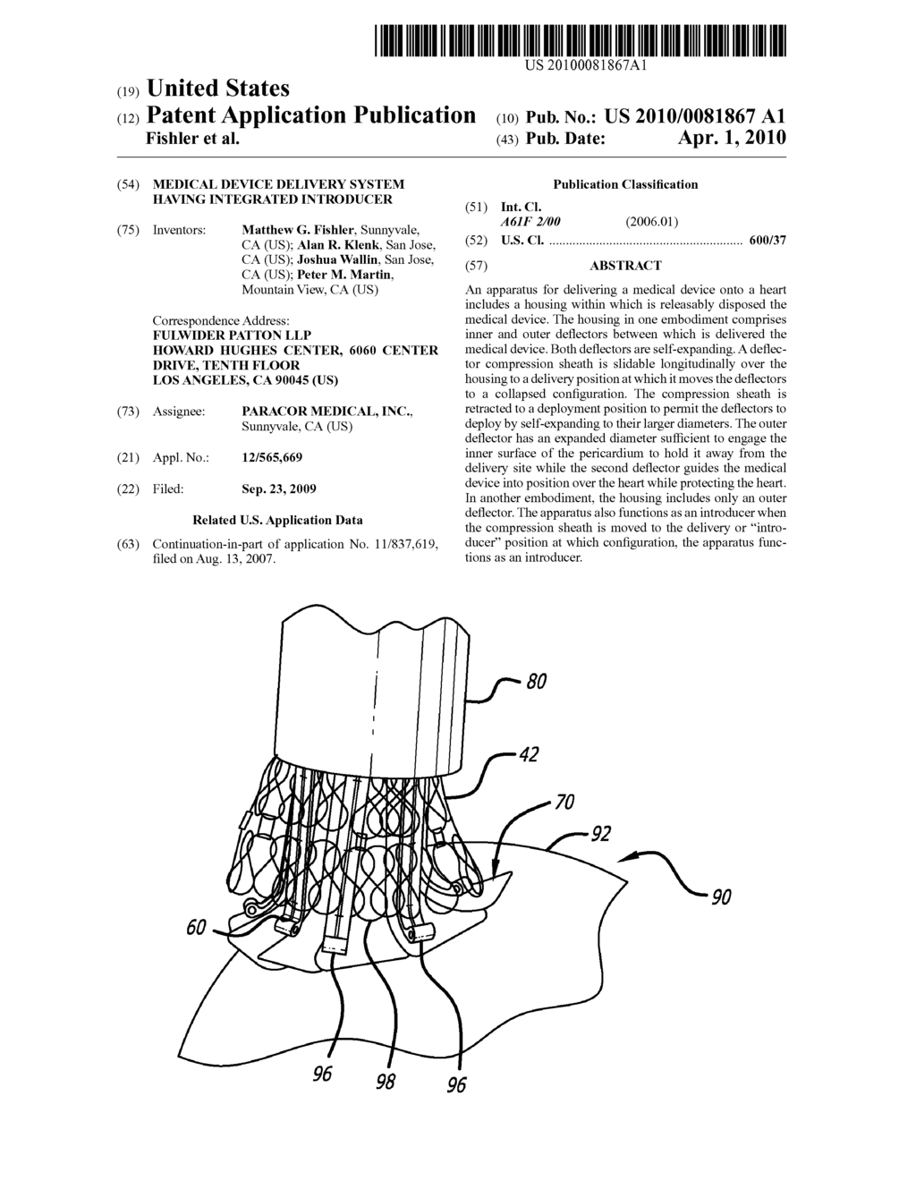 Medical Device Delivery System Having Integrated Introducer - diagram, schematic, and image 01