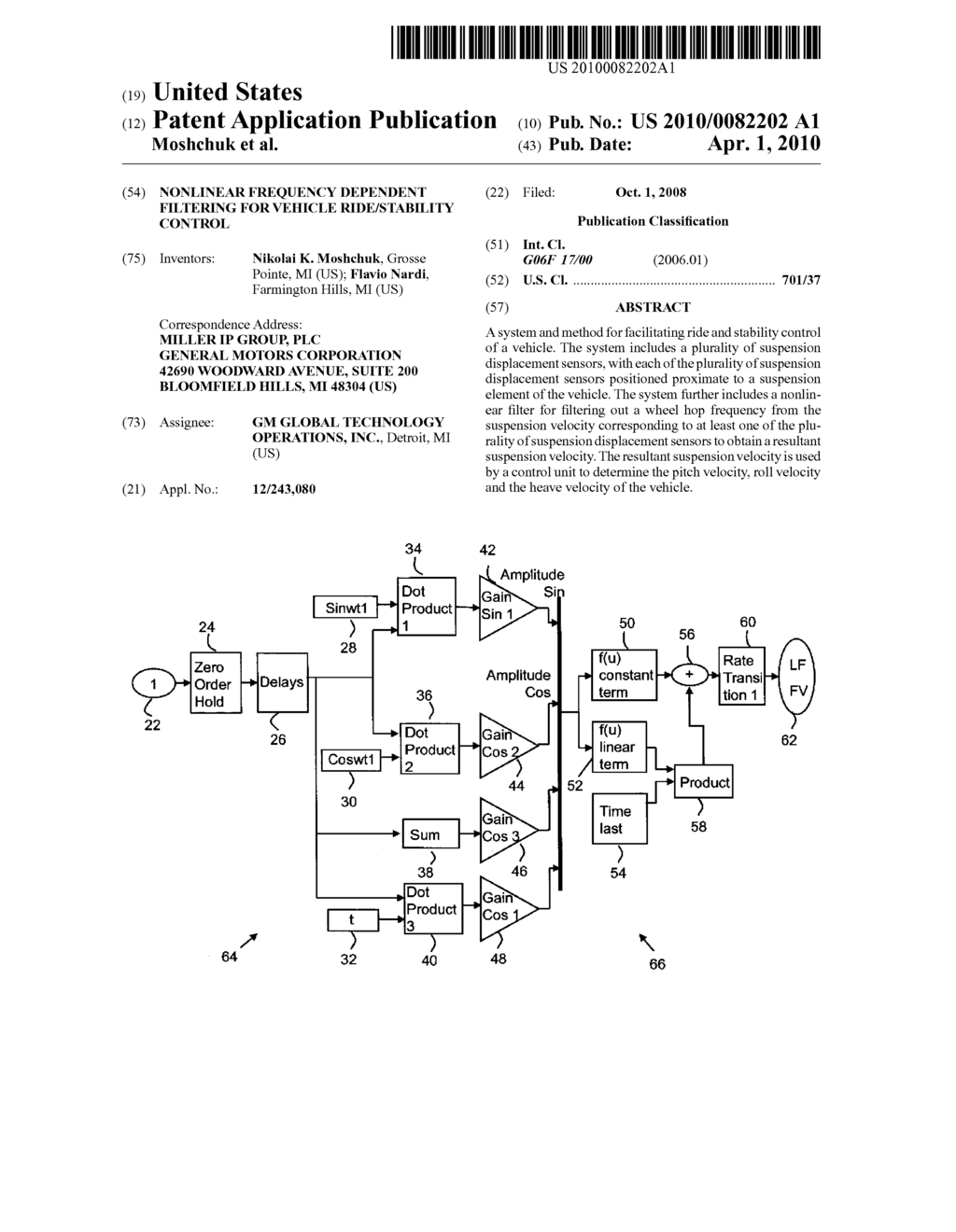 NONLINEAR FREQUENCY DEPENDENT FILTERING FOR VEHICLE RIDE/STABILITY CONTROL - diagram, schematic, and image 01