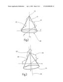 METHOD AND DEVICE FOR DETERMINING GEOMETRIC DATA OF A CONICAL MEASUREMENT OBJECT diagram and image