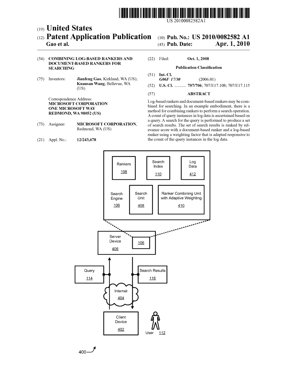 COMBINING LOG-BASED RANKERS AND DOCUMENT-BASED RANKERS FOR SEARCHING - diagram, schematic, and image 01