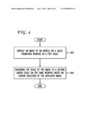 SYSTEM AND METHOD FOR SCALING UP AN IMAGE OF AN ARTICLE DISPLAYED ON A SALES PROMOTION WEB PAGE diagram and image