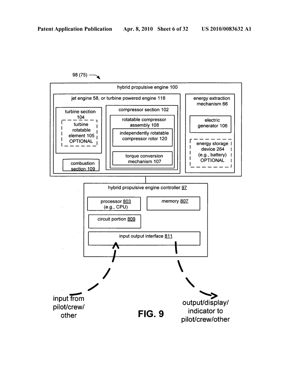 Hybrid propulsive engine including at least one independently rotatable compressor rotor - diagram, schematic, and image 07